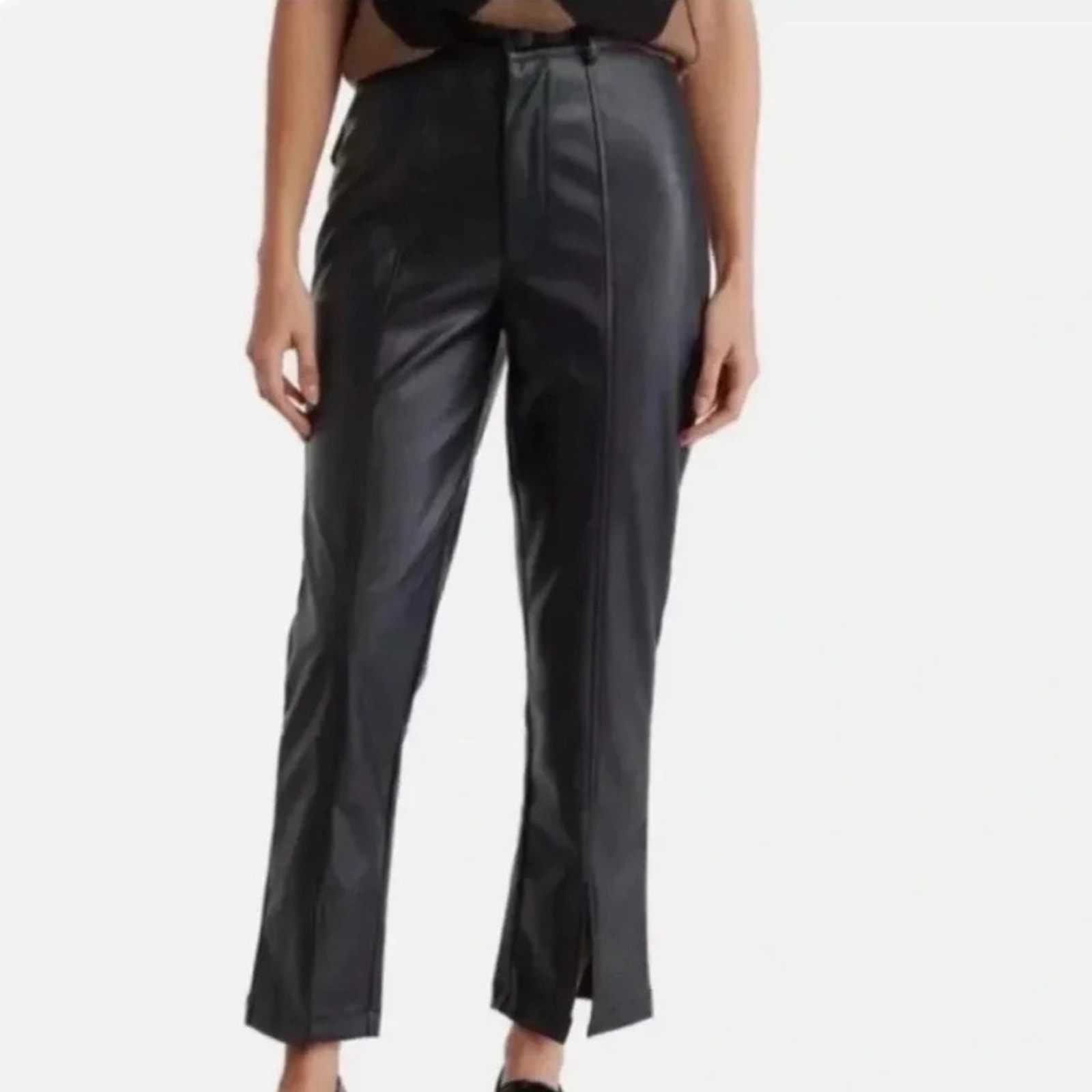 Wildfox Vegan Leather Princess Seams Pants - Black Beauty Xs